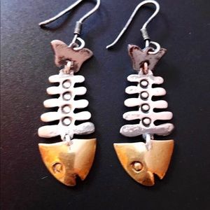 Vintage TAXCO Mexican Sterling Fish Bone Earrings